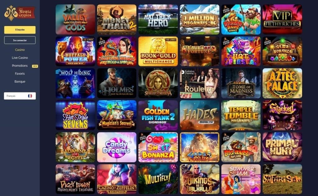 Machines Ă sous et jeux monte cryptos casino
