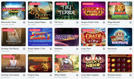 jeux disponibles sur Bitcasino