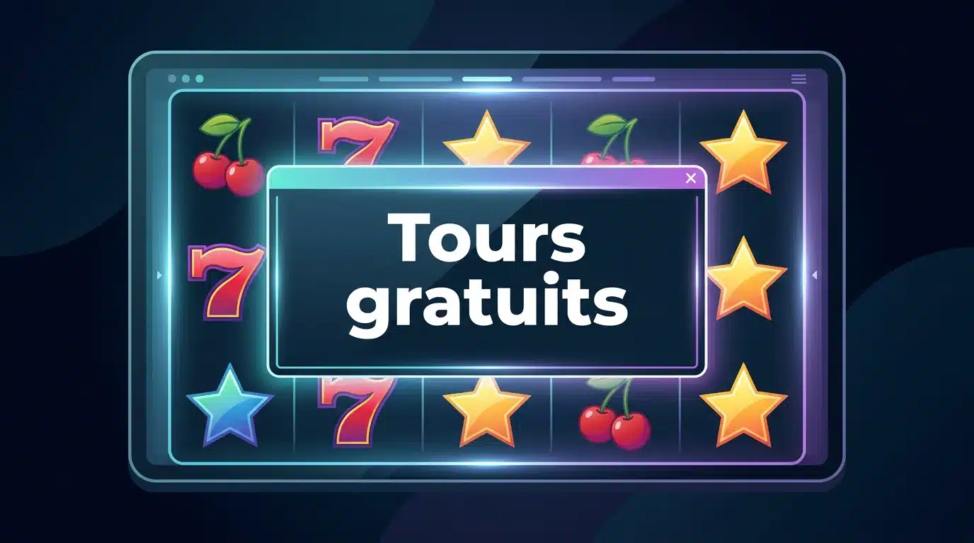 Écran de machine à sous affichant une notification de tours de bonus gratuits