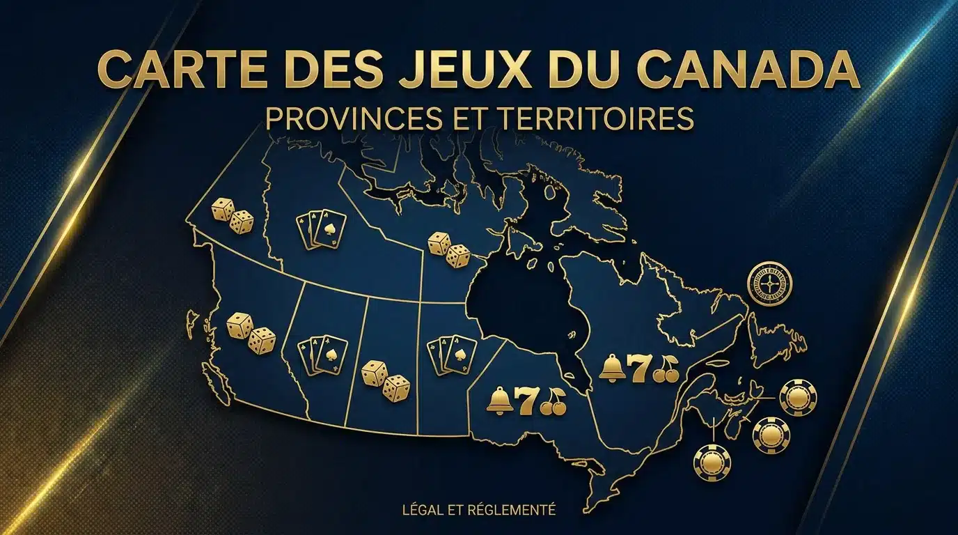 Carte du Canada illustrant la croissance du marché du iGaming avec des icônes de casino