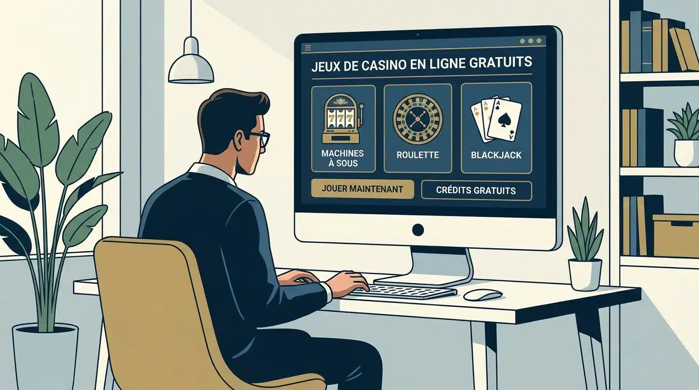 Interface de jeux de casino gratuits en ligne accessibles depuis un ordinateur au Canada