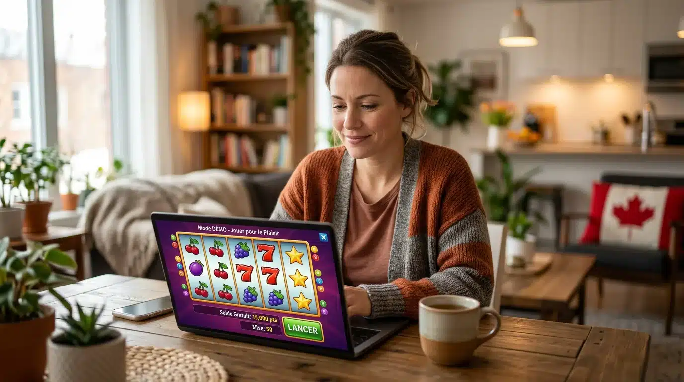 Personne jouant à une machine à sous gratuite sur ordinateur portable