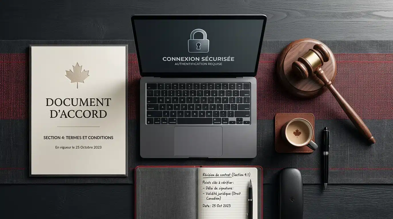 Cadre réglementaire du jeu en ligne au Canada symbolisé par des documents officiels