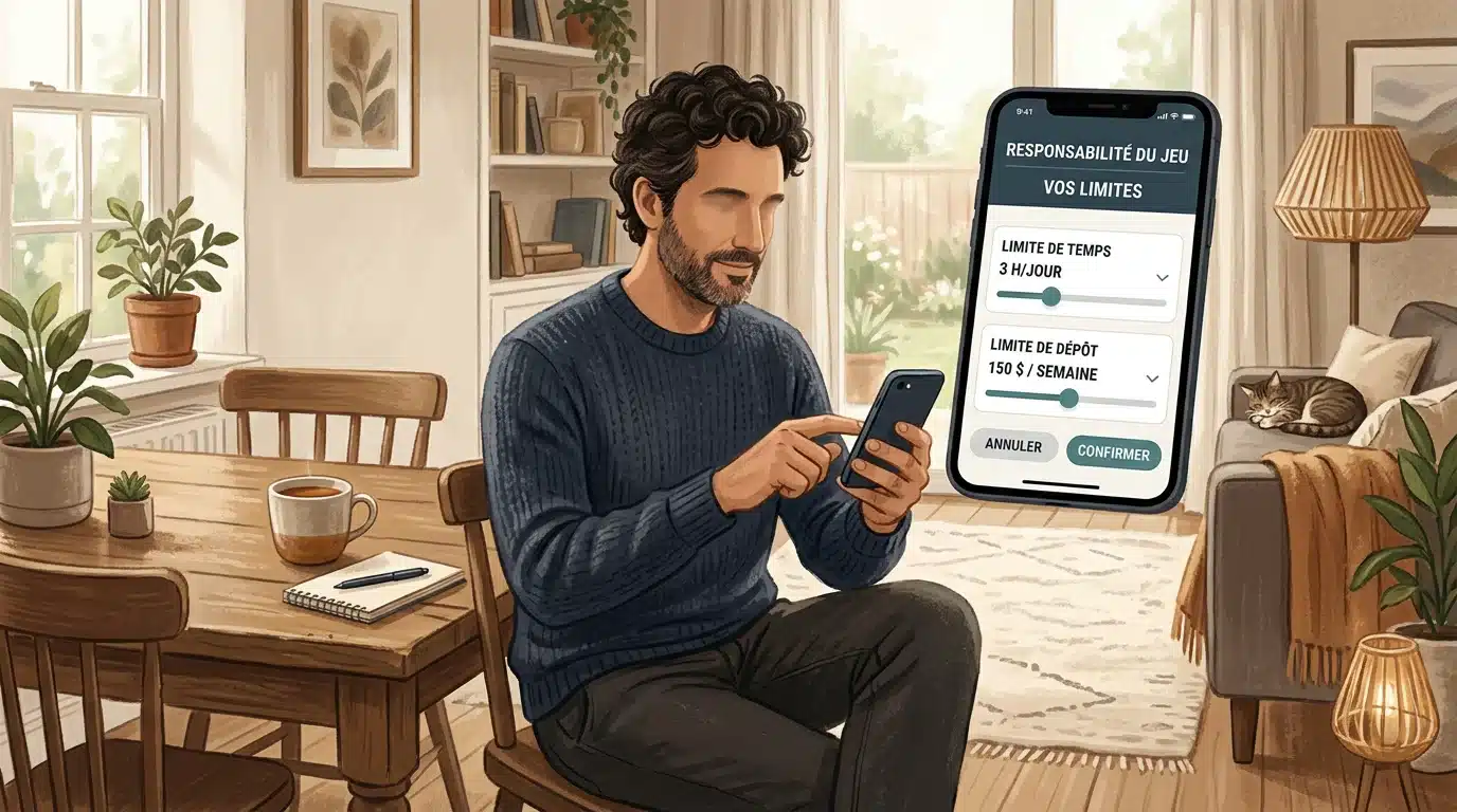 Personne réglant ses limites de jeu sur un téléphone mobile