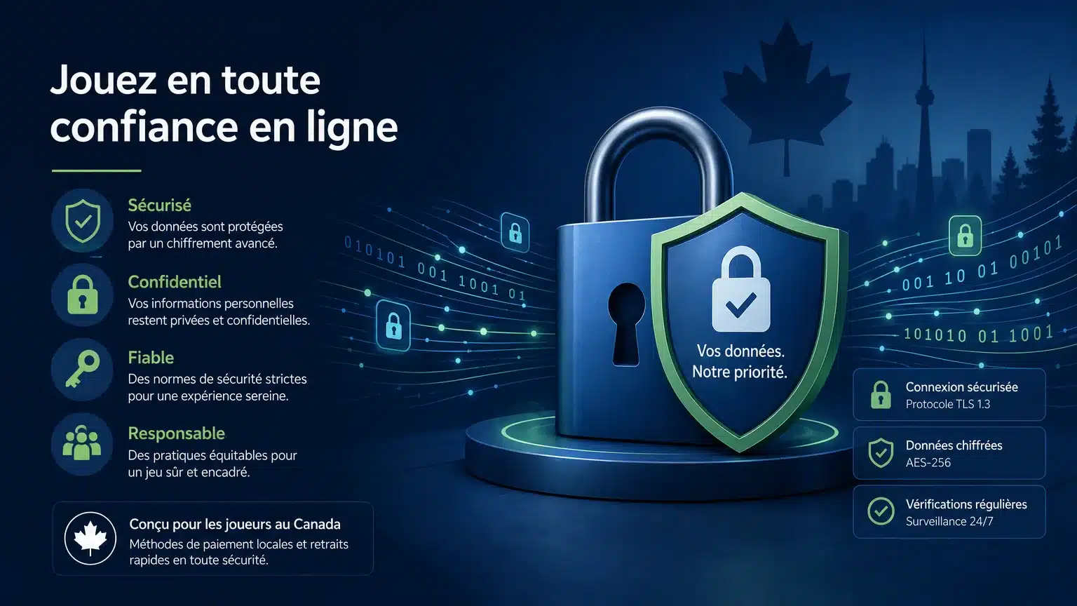 Symbole de sécurité numérique avec cadenas et bouclier illustrant la protection des données d'un casino en ligne