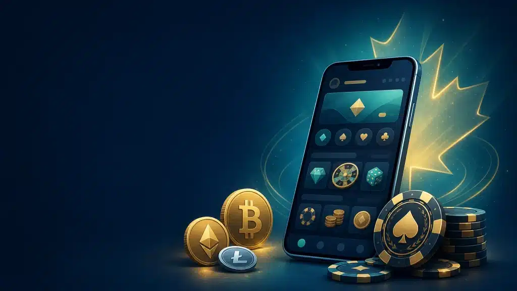 Illustration éditoriale d’un casino crypto au Canada en 2026