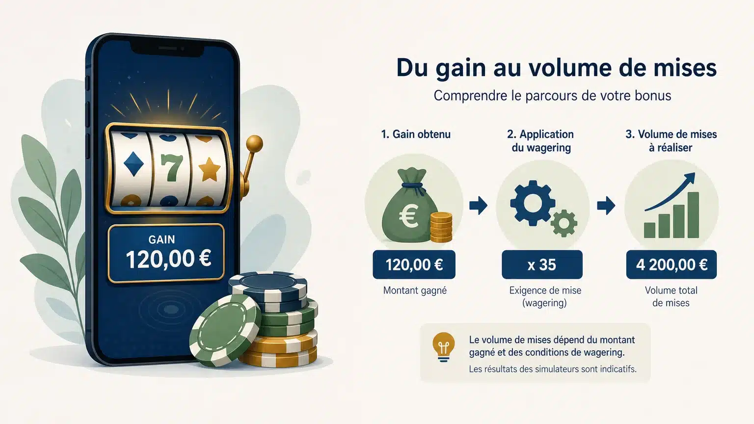 Illustration du fonctionnement du wagering sur les free spins